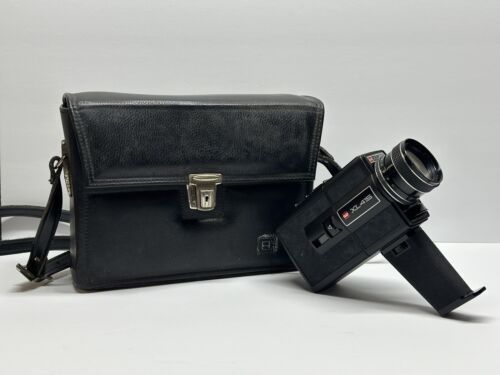 Vintage GAF XL415 Super 8 Movie Camera with Handle Black Untested Sold As Is - Afbeelding 1 van 12