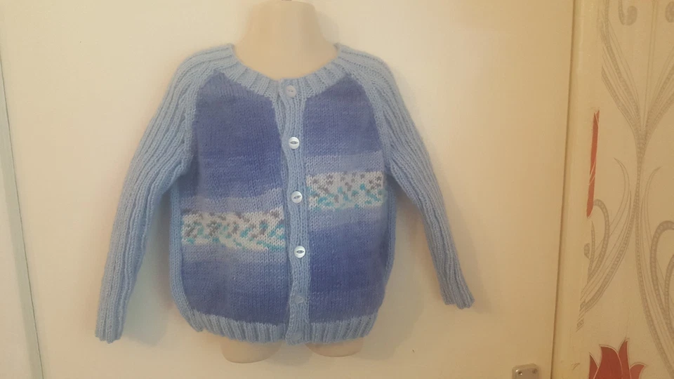 Cárdigan bebé niño 2-3 años azul cuello redondo azul Foto 3 de 3