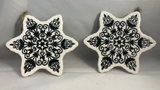 (2) Holiday Times, Porcelain Christmas Star Deco Holiday Decore New