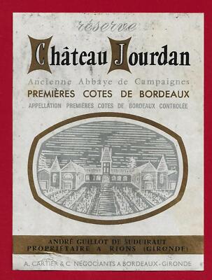 75/112 Etikett Label 1ères CÔTES DE BORDEAUX RESERVE CHÂTEAU JOURDAN, GUILLOT