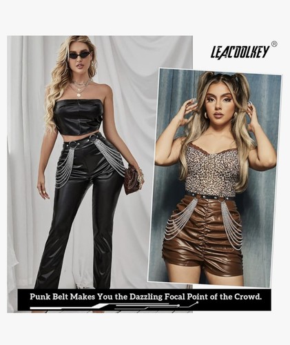 Faux Leather Belt Waist Chain Body Tassel Punk Festival - Picture 4 of 8