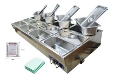 INTBUYING® 12 Pans Commercial Food Warmer w/Protective Glass 2HP Powerful Warmer