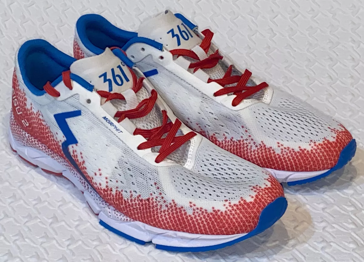 361 Feisu 2 White Red Royal Blue Running Training Shoes Sneakers