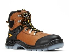 Botas de Trabajo Para Hombre Marrón 6" Cuero Inyectado PU Puntera de Acero BAT 680 Talla 5-13 (D, M)