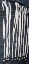 LOT 10 FLAT NECK LANYARD WITH BULLDOG CLIP WHITE 1/2"w 36" around polyester NEW