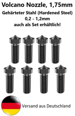 Volcano Nozzle Düse, Gehärteter Stahl, 0,2 - 1,2  Vyper Sidewinder, auch als SET