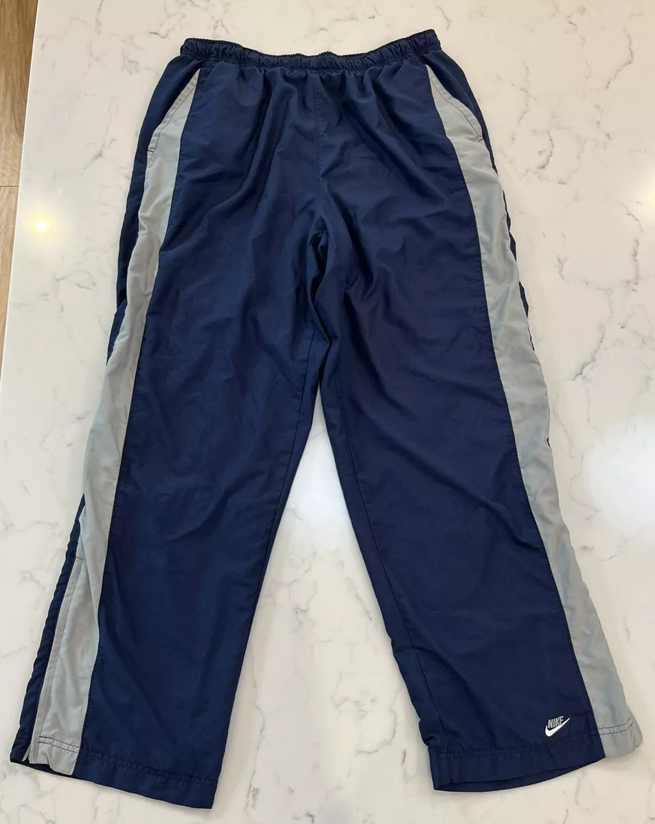 Nike Men’s Track Pants Size 2XL Navy Blue Gray Side Stripe Polyester  Athletic