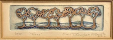 Pencil Signed Sue Tushingham McNary Hand Colored Etching “Trees” #28/48 9”x14”