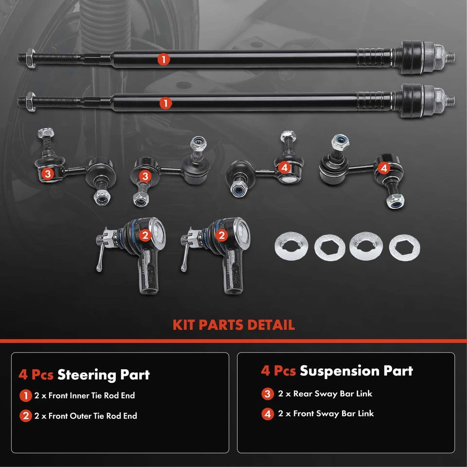 8x Barra estabilizadora delantera y trasera eslabón y extremo de barra de amarre para Acura RSX 2002-2006 2,0 L Foto 3 de 4