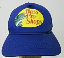 Vintage Bass Pro Shops Mesh Snapback Trucker Hat Shop Cap Blue Gone Fishing Fish