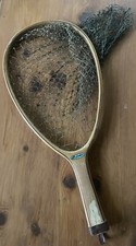 Rete da atterraggio vintage in legno pesca a mosca trota antica di LM DICKSON 23,5”