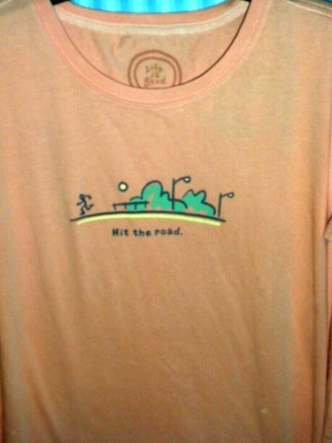 NWT!! LIFE IS GOOD WOMEN S/S CRUSHER TEE- SOLO RUNNER.. "HIT THE ROAD" (L) - Picture 2 of 3