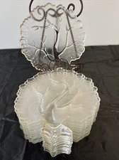 Set 11 Vintage Hazel Atlas Tree of Life Frosted Glass Snack Plates MCM Luncheon
