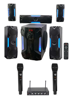 Rockville Hybrid Home Theater Karaoke Machine System w/8'' Sub+(2) Wireless Mics