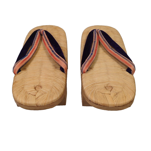 VTG GETA SANDALS - Japanese Bidentate Wooden Shoes w/Straw Soles - Geisha Kimono - Picture 5 of 11