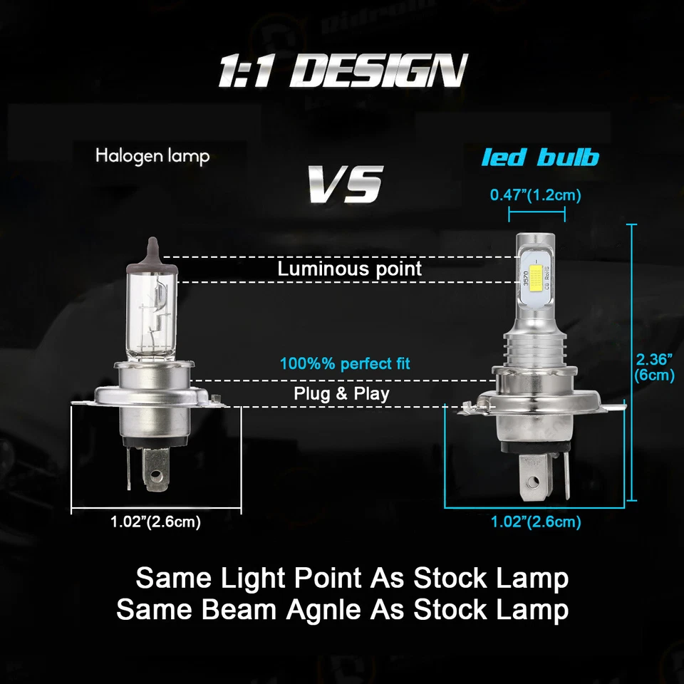 2 Super Bright LED headlight bulbs upgrade for Honda 2009 CMX250C AC - REBEL US - Image 3 of 4