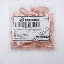 25 Pack SELTERM 4 AWG 3/8" Ring Battery Cable End Terminal Lugs Copper