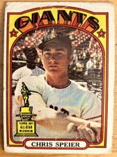 1972 Topps Chris Speier All-Star Rookie Card (RC) #165 Giants Low-Grade Poor O/C. rookie card picture