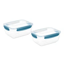 Superio Plastic Food Storage Containers, Airtight Lids, 80 oz., Blue, 2 pack