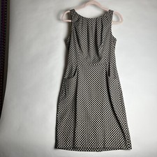 Ralph Lauren Chaps Women’s Size 8 Dress Beige Polka Dot Sleeveless Sheath