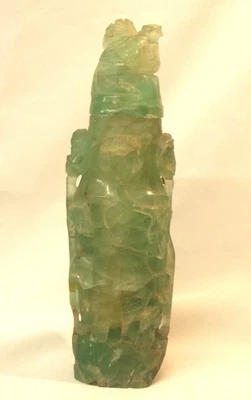 AA2 art chine grand vase couvert ancien Fluorine sculpté 1970g 28cm vase jade ++ - Photo 1/4
