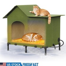 All Weather Heated Cat Shelter Insulated Outdoor House Easy Assembly Feral Cats