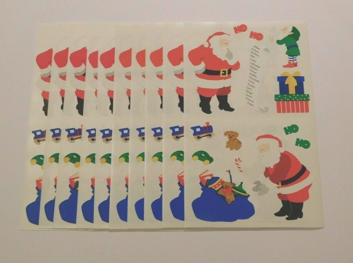 Mrs Grossman's Stickers Lot of 10 Sheets ~Santa Toys List Elves Christmas~ 2000