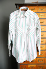 Vintage H Bar C California Ranchwear Shirt Mens Large Western Pearl Snap Striped