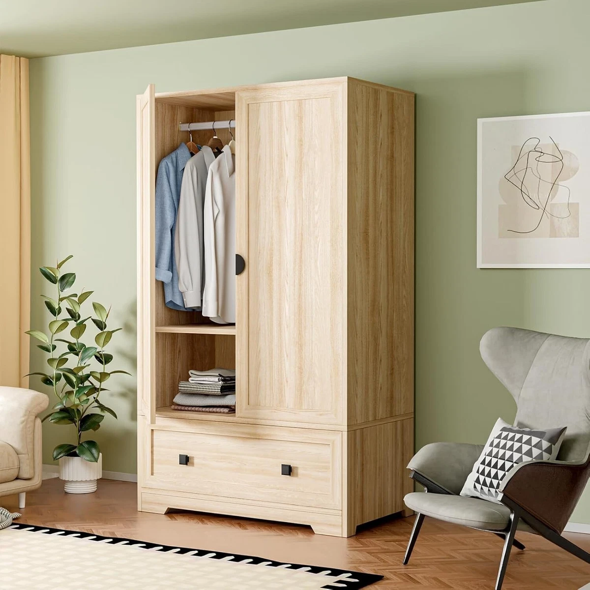 Wooden Wardrobe / Clothes Cabinet – Used Wood Wardrobe Closet for sale | eBay