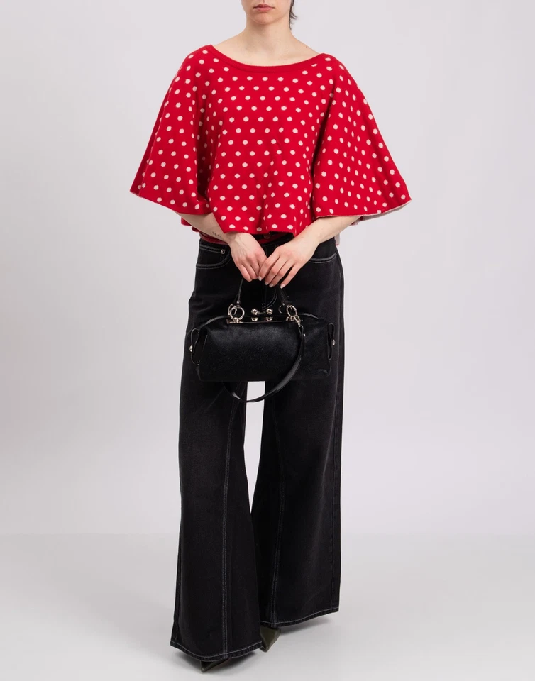 RRP €620 EXTREME CASHMERE Cashmere Poncho One Size Polka Dot Boat Neck - Image 2 of 4