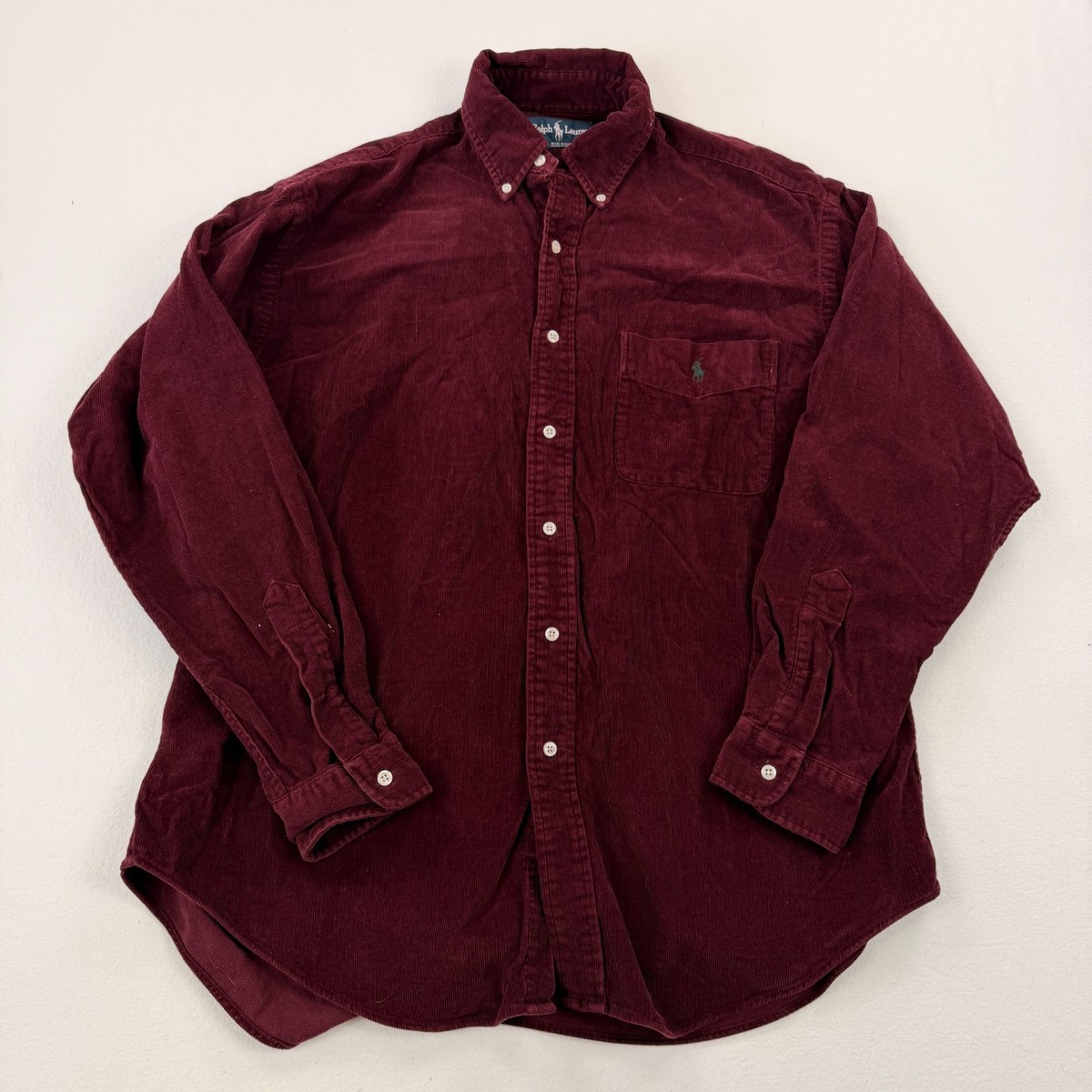Vintage Polo Ralph Lauren the big shirt corduroy men Medium maroon