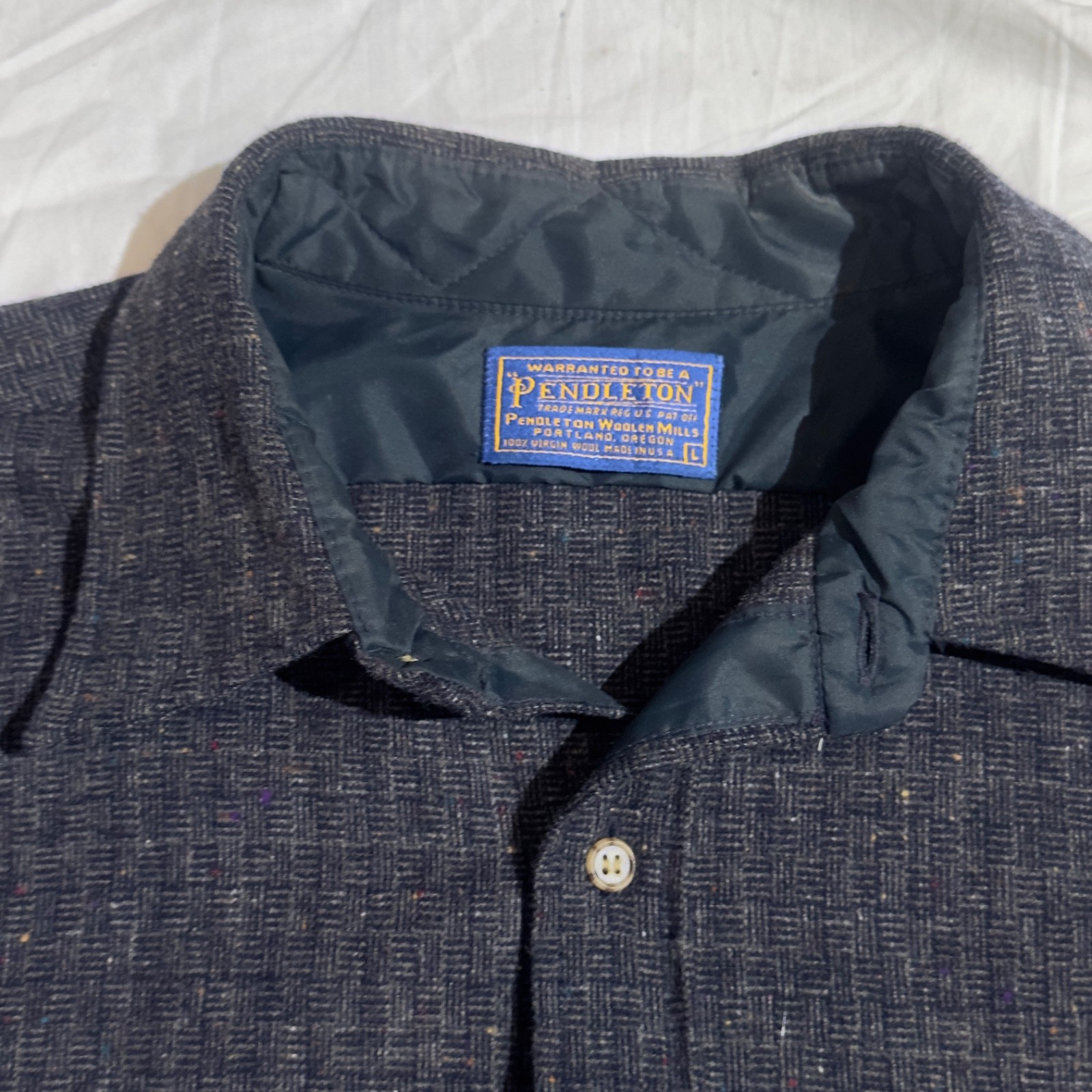 Pendleton Size L Grey Tweed  Elbow Patch Long Sle… - image 3