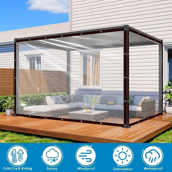 Abdeckplane Wasserdicht 2X2M Mit ÖSen Transparent GartenmöBel Windschutz-image