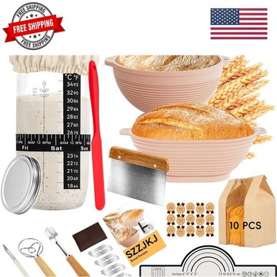 Sourdough Starter Kit, 24PCS Sourdough Bread Baking Supplies, 9''Round & 11''Ov...