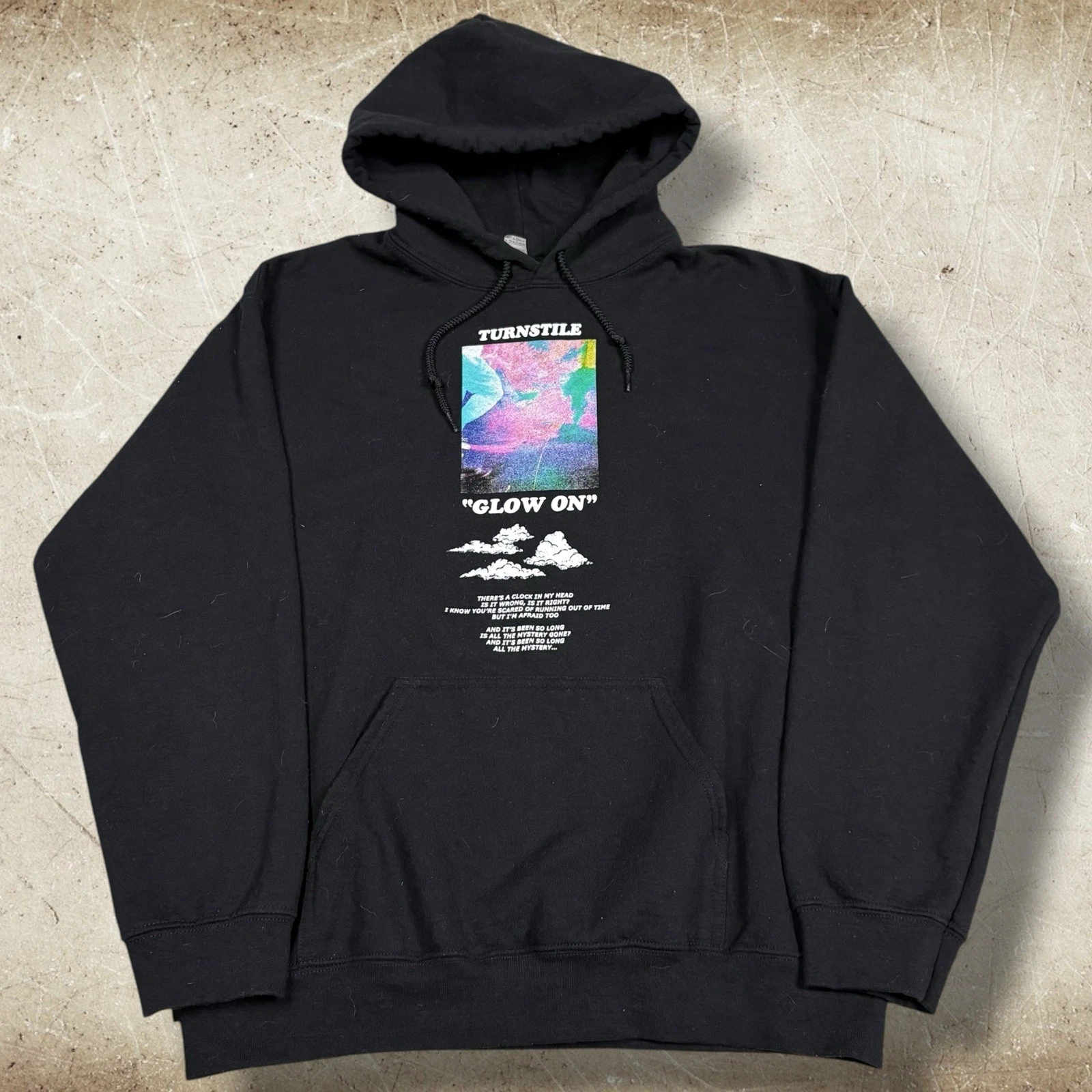 Turnstile 'Glow On' Tour Hoodie Men’s Size Medium Black Rock Band Merch Concert