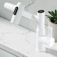 Bathroom Sink Tap Temperature Display Single Handle Bathroom Taps Modern White