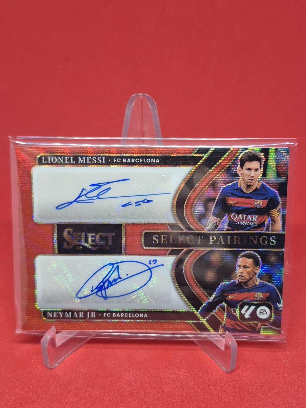 2025-26 Select La Liga Lionel Messi Auto Neymar Autograph Barcelona Red Wave