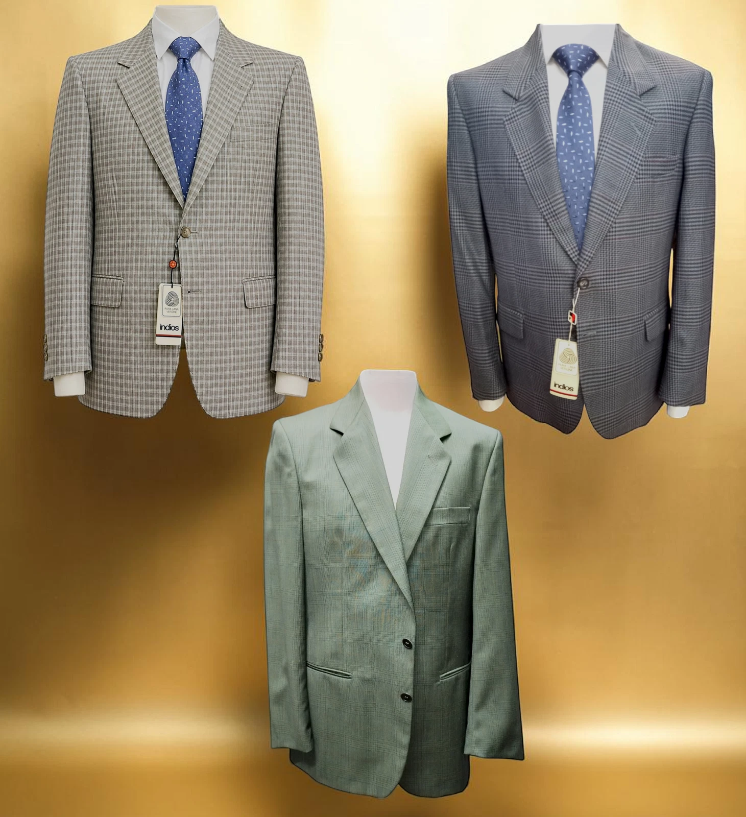 Indios Mens Pure Virgin Wool Summer Check Blazer Prince of Wales Drop 6