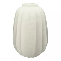 INNA-Glas Blumenvase Nastassija, Aus Polyester, Gerillt, Weiß, 58,5Cm, Ø44Cm