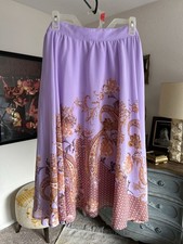 Vintage Lavender Paisley Maxi Skirt XXL Boho Fairy Whimsigoth Festival 90s Y2K