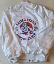 Vintage Soffe NOS USMC Marines Satin Jacket Men  s Large White - New Never Worn 