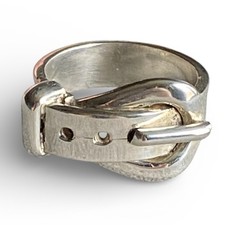 Vintage Mexico Sterling Silver Belt Buckle Ring Modernist 925 Band Size 6