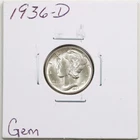 1936-D 10C Mercury Winged Liberty Silver Dime in Gem Condition #6277