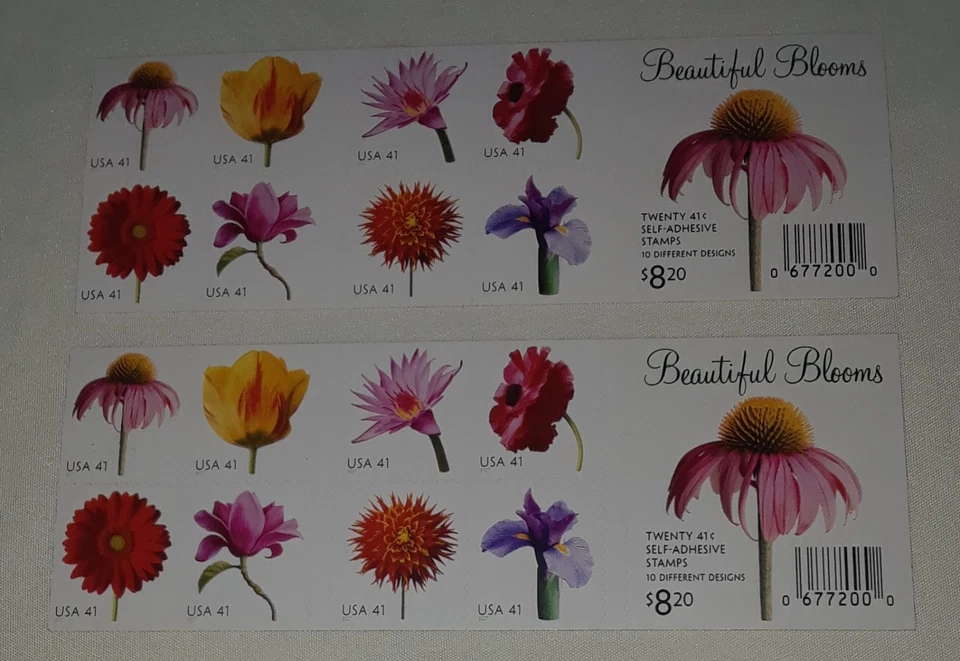 Two (2) Booklets x 20 = 40 of BEAUTIFUL BLOOMS 41¢ US Postage Stamps. 4176-4185 - Image 2 of 4