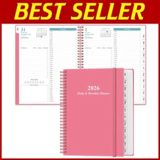 2026 Monthly Planner with 12 Tabs - Pink, 8.5" x 11"