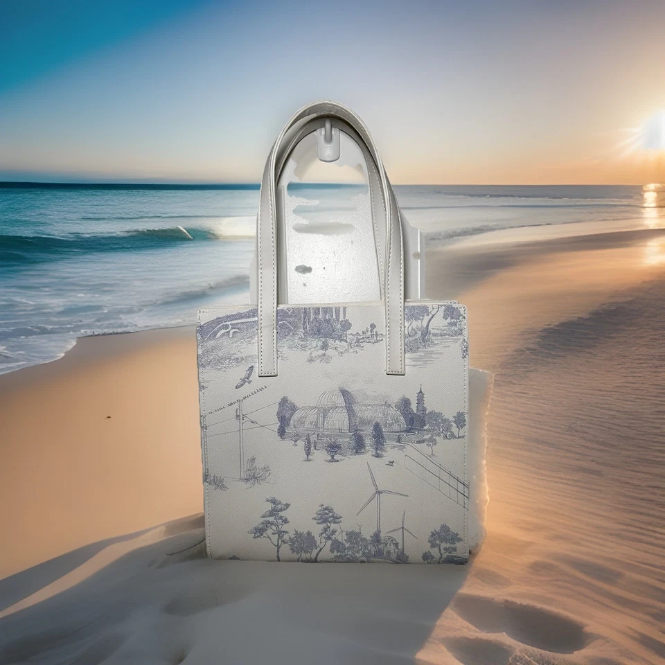 Ted Baker London 婴儿蓝色和白色风景印花女式手提包/包 Sm/Med — 第 2/4 张图片