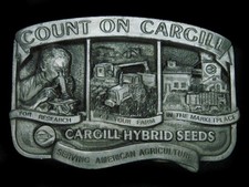 TG11121 VINTAGE 1989 **COUNT ON CARGILL HYBRID SEEDS** ADVERTISEMENT BELT BUCKLE