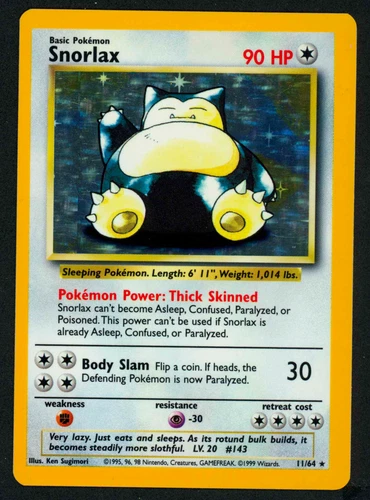 Pokemon Snorlax 11/64 Jungle Holo No Set Symbol Rarity (LP)