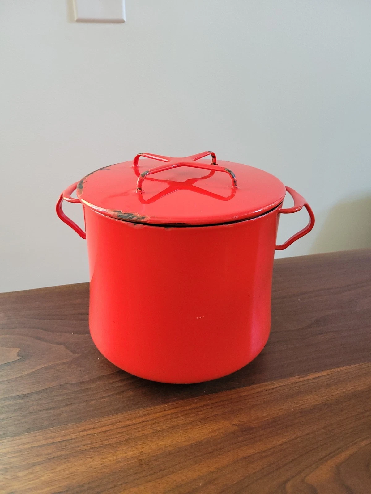 Vintage 1960s 8 Qt Dansk made in France Kobenstyle Fire Red Enamel-on-Steel