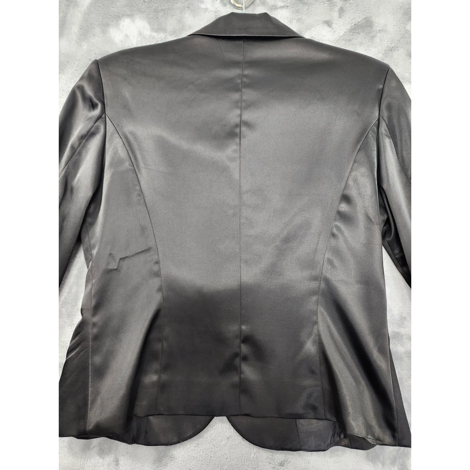 Chaqueta Blazer Olga Egovora Satén Talla M Negra Formal Fiesta Oficina Carrera Bolsillos Foto 4 de 4